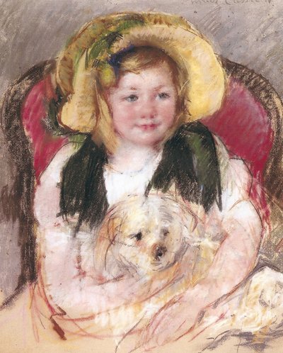 Sara with Her Dog in an Armchair by Mary Cassatt